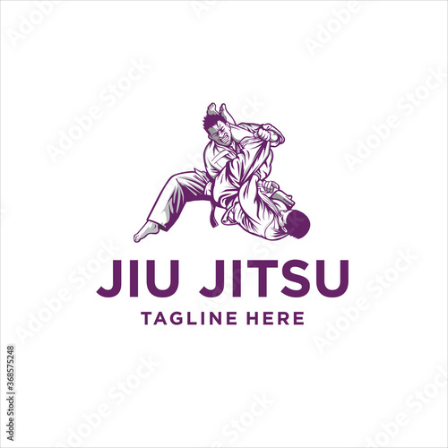 Martial art karate jiu jitsu logo sport symbol illustration Vector