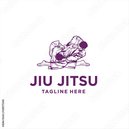 Martial art karate jiu jitsu logo sport symbol illustration Vector