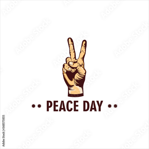 peace day hand logo design vector silhouette icon