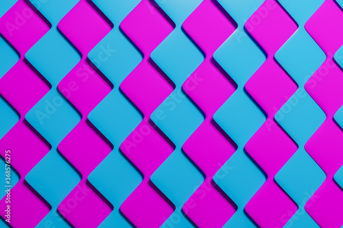  3D illustration volumetric pink and blue patternTechnology geometry neon background
