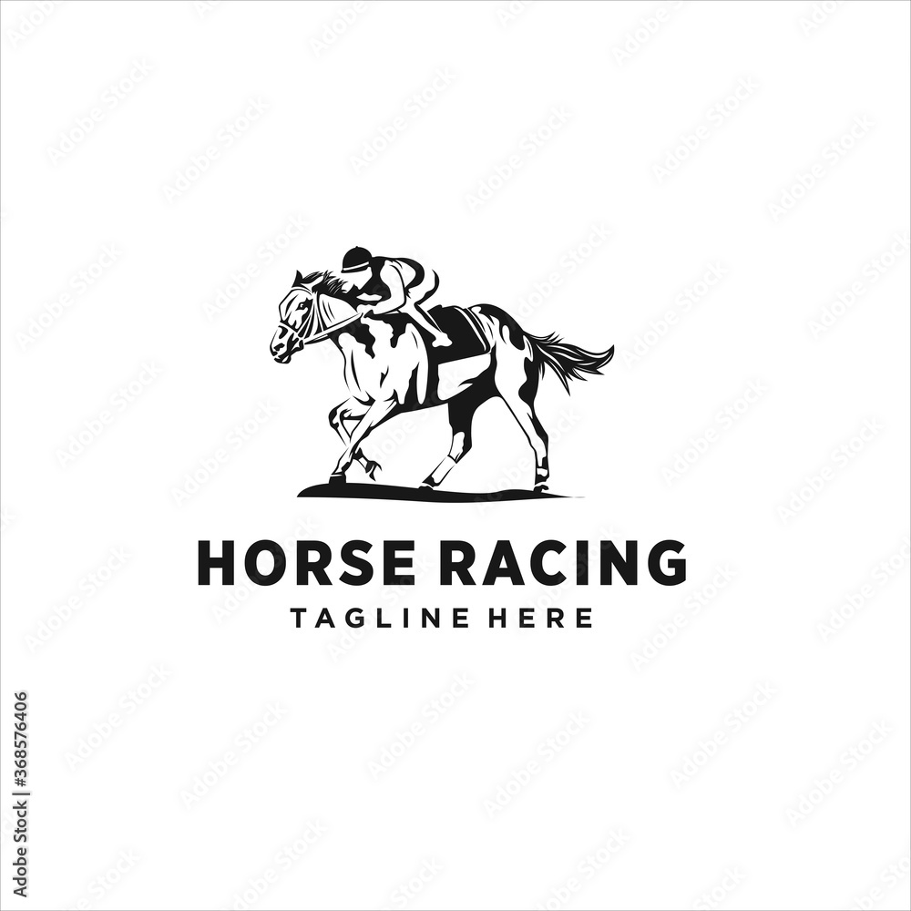 Horse racing. Jockey on racing horse running to the finish line. Race course Horse racing. Jockey on racing horse running to the finish line. Race course
