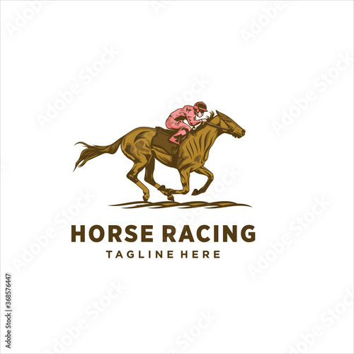 Horse racing logo design template silhouette vector icon