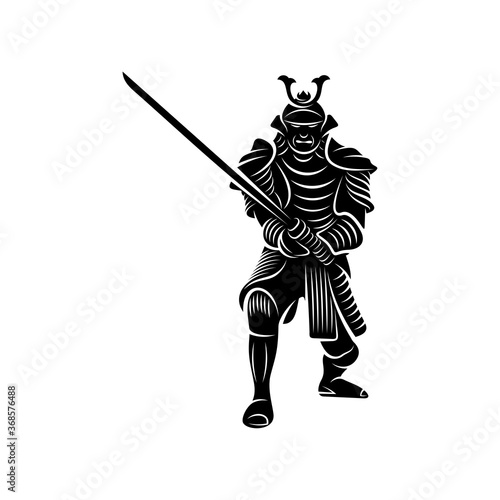 Samurai warrior Logo Design Vector. Silhouette of Samurai. Template illustration