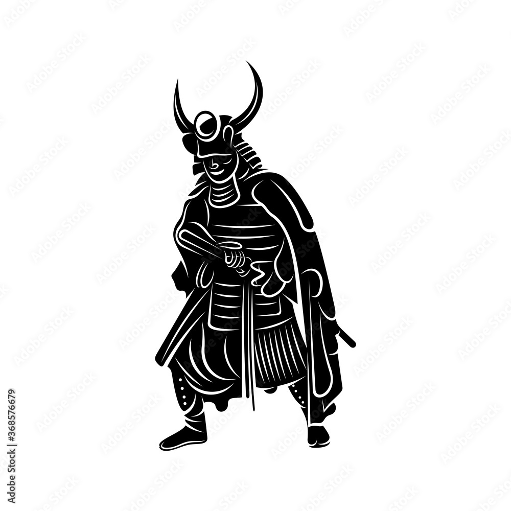 custom made wallpaper toronto digitalSamurai warrior Logo Design Vector. Silhouette of Samurai. Template illustration