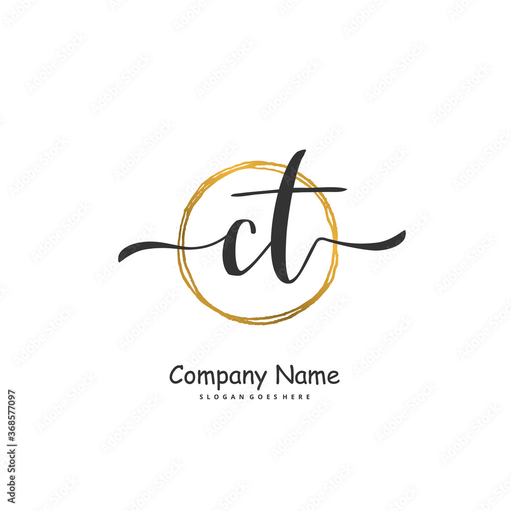 C T CT Initial handwriting and signature logo design with circle. Beautiful design handwritten logo for fashion, team, wedding, luxury logo. C T CT Initial handwriting and signature logo design with circle. Beautiful design handwritten logo for fashion, team, wedding, luxury logo.