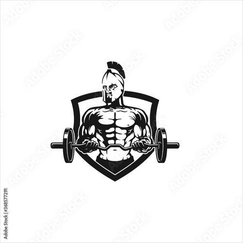 spartan weightlifting logo silhouette icon design vector