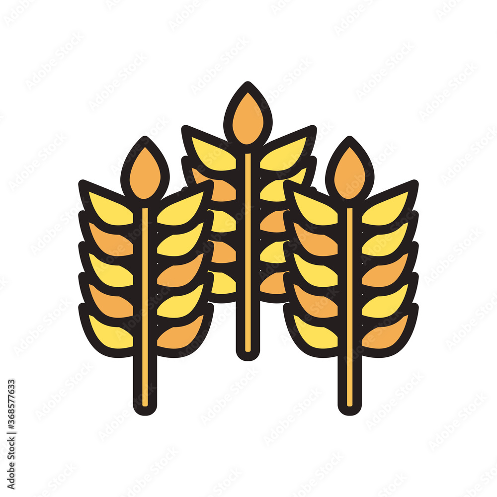 wheat ears line and fill style icon vector design wheat ears line and fill style icon vector design