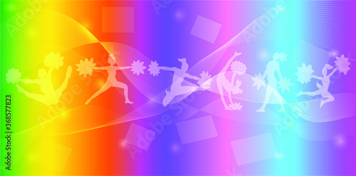 Cheerleading Logo Design. Colorful Sport Background. Website landing page. Template for apps. Vector illustration.