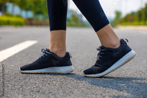 Young women run for fitness in the morning