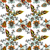 Paisley. Floral ornament
Clip art. Curly leaves. Seamless wallpaper. Can be used as a web design template.
