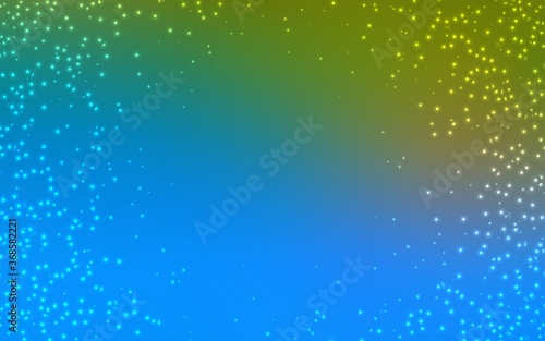 Light Blue, Green vector background with galaxy stars. Shining colored illustration with bright astronomical stars. Best design for your ad, poster, banner.