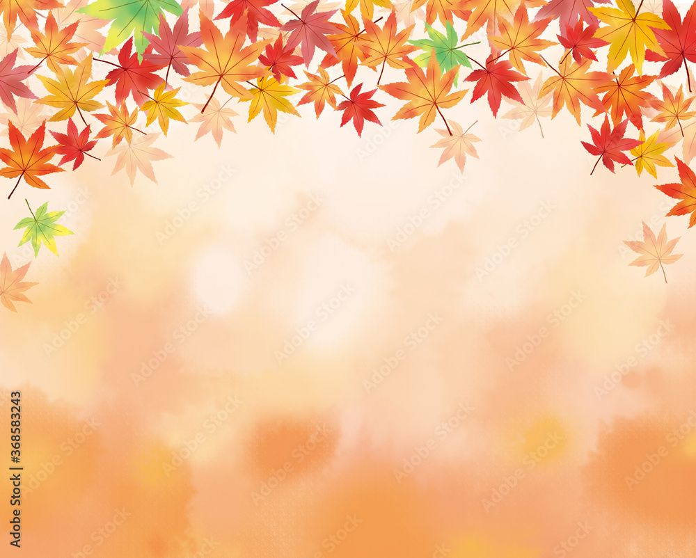 秋の紅葉をちりばめたイラスト
