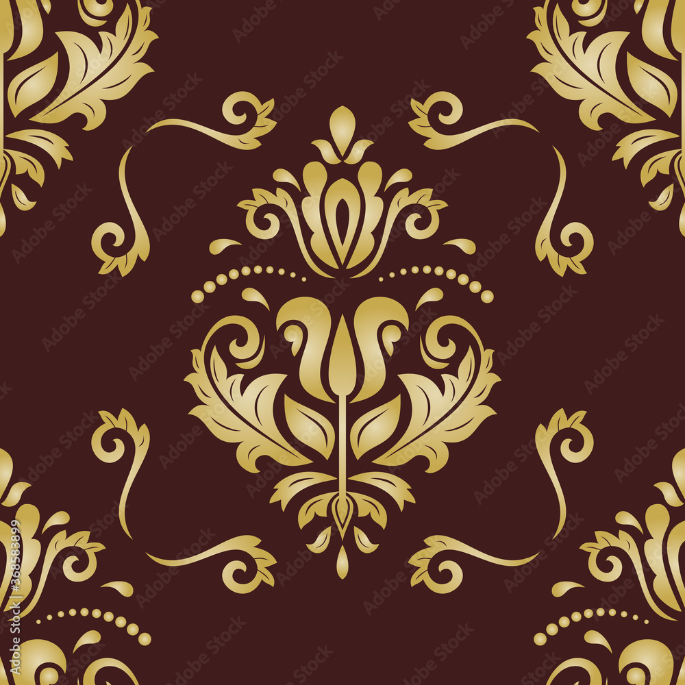 Orient classic pattern. Seamless abstract black and golden background with vintage elements. Orient background. Ornament for wallpaper and packaging