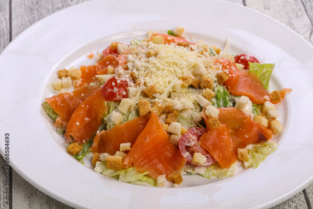 Caesar salad with salmon and parmesan Caesar salad with salmon and parmesan