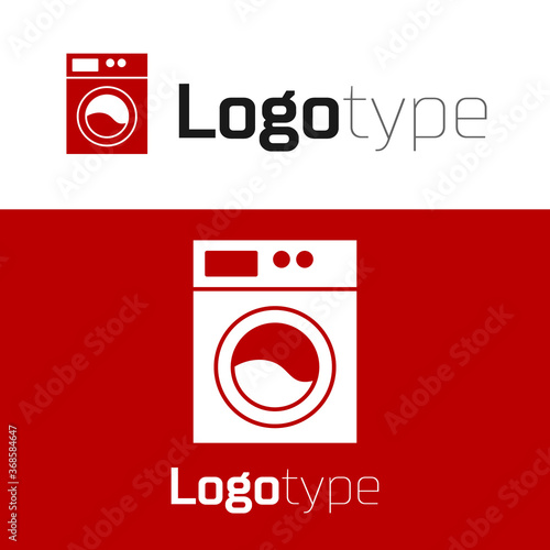 Red Washer icon isolated on white background. Washing machine icon. Clothes washer - laundry machine. Home appliance symbol. Logo design template element. Vector.