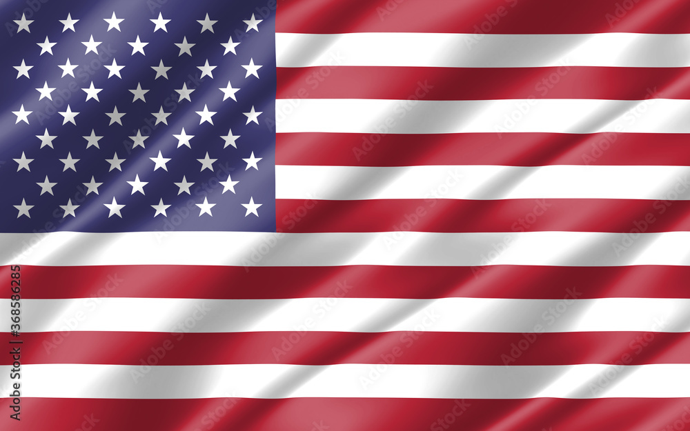 Silk wavy flag of USA graphic. Wavy American flag 3D illustration. Rippled USA country flag is a symbol of freedom, patriotism and independence. Silk wavy flag of USA graphic. Wavy American flag 3D illustration. Rippled USA country flag is a symbol of freedom, patriotism and independence.