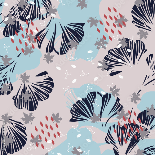 silk square scarf with abstract floral pattern design