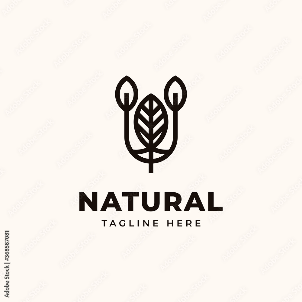 Creative Professional Trendy Leaf Logo Design in Black and White Color