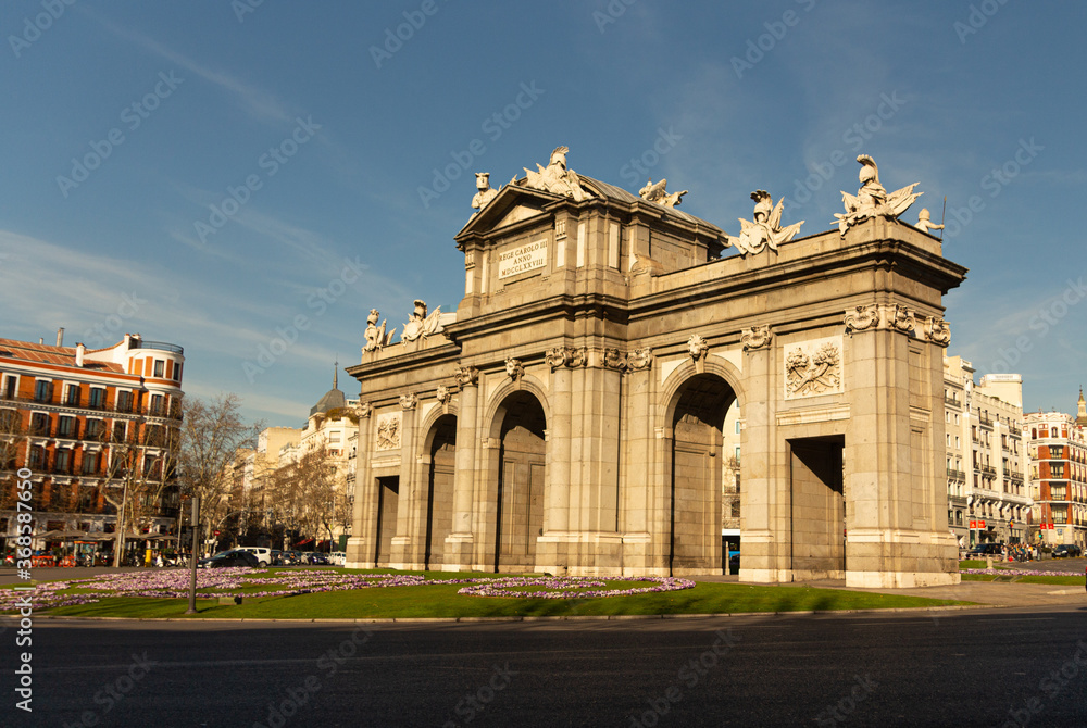 Famous monument the Alcala Gate of Madrid.