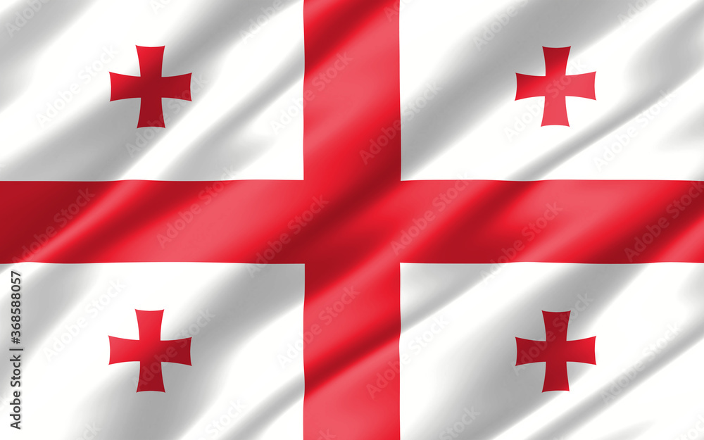 Silk wavy flag of Georgia graphic. Wavy Georgian flag 3D illustration. Rippled Georgia country flag is a symbol of freedom, patriotism and independence. Silk wavy flag of Georgia graphic. Wavy Georgian flag 3D illustration. Rippled Georgia country flag is a symbol of freedom, patriotism and independence.