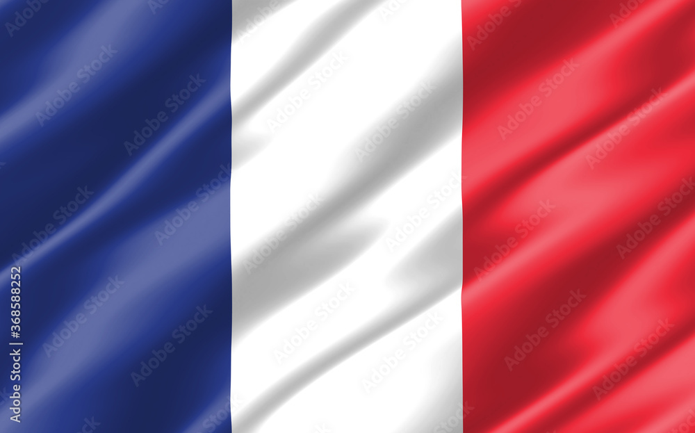 Silk wavy flag of France graphic. Wavy French flag 3D illustration. Rippled France country flag is a symbol of freedom, patriotism and independence. Silk wavy flag of France graphic. Wavy French flag 3D illustration. Rippled France country flag is a symbol of freedom, patriotism and independence.