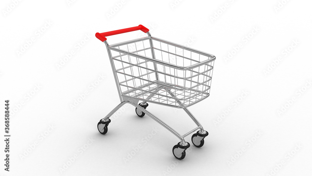 Cart. Empty market cart. White background. 3D. 3D rendering. Isolate market cart. Cart. Empty market cart. White background. 3D. 3D rendering. Isolate market cart.
