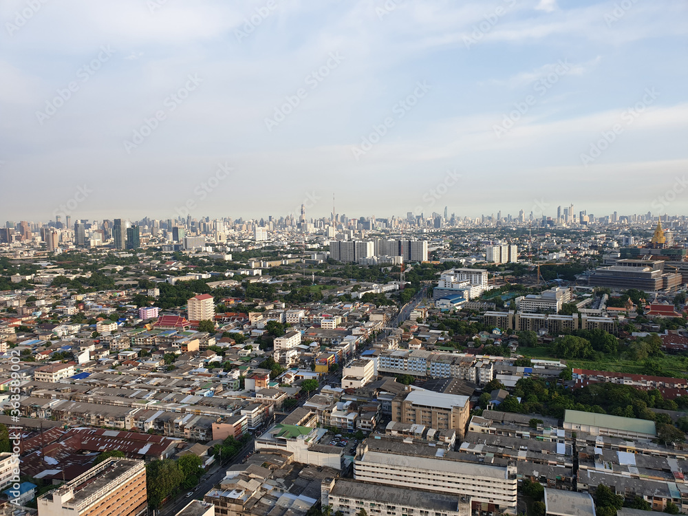 Fototapeta premium Top view city scape high building