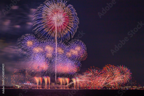 Japanese fireworks in a summer festival in chiba, Japan photo