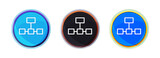 Network connections icon perfect shine round button set illustration