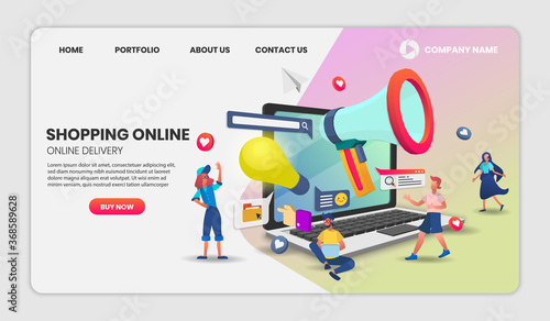 Startup vector concept  for banner and website. Perspective landing page template. Online bank payment or customer support.