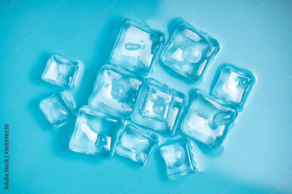 Cool and transparent ice cubes in summer
