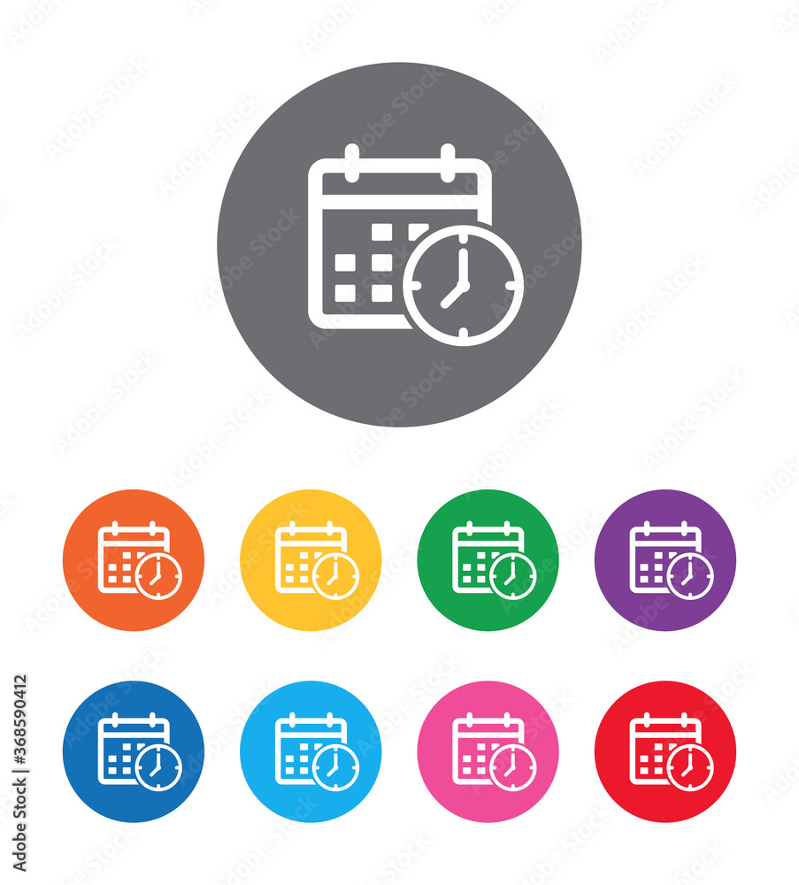 Appointment date calendar icon flat design round button set illustration Appointment date calendar icon flat design round button set illustration