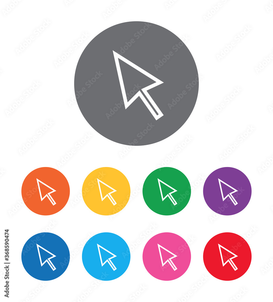 Cursor icon flat design round button set illustration Cursor icon flat design round button set illustration