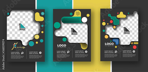 Set of Business flyer with space of image & logo- Brochure magazine cover page & poster template, vector illustration.