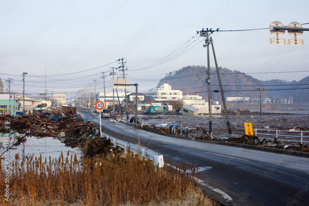 東日本大震災、津波 StockFoto Adobe Stock