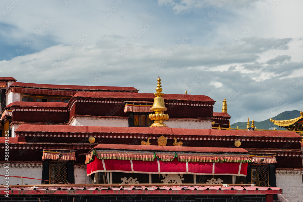 Close shot of Tibetan Architecture in Lhasa, Tibet, China. Close shot of Tibetan Architecture in Lhasa, Tibet, China.
