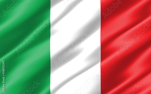 Silk wavy flag of Italy graphic. Wavy Italian flag 3D illustration. Rippled Italy country flag is a symbol of freedom, patriotism and independence.