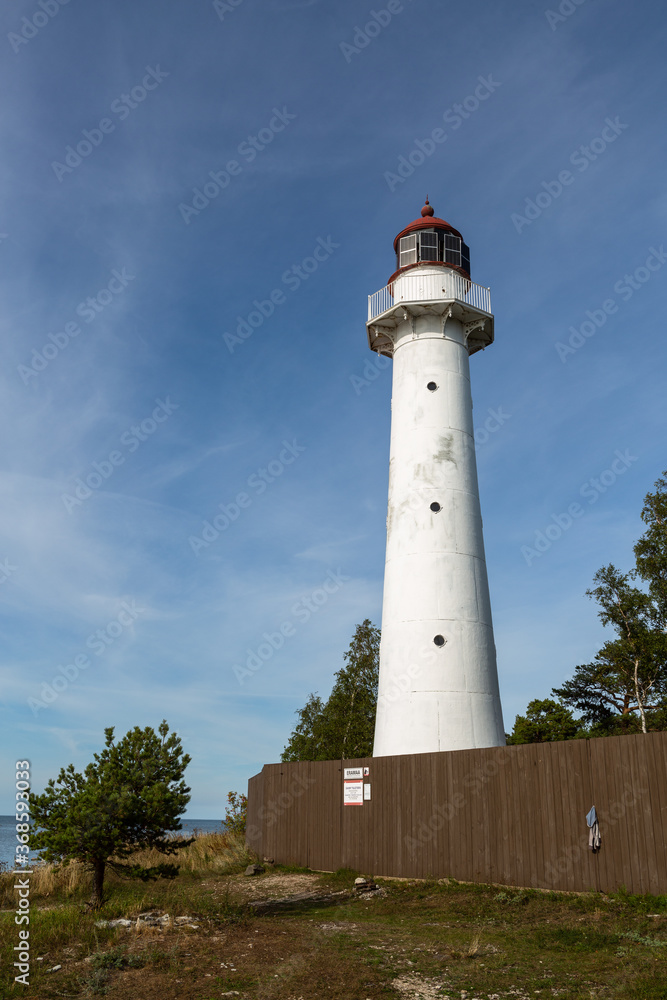 white lighthouse in vormsi island
