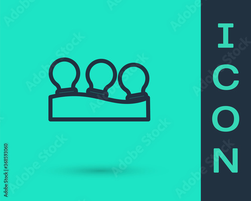 Black line Vacuum cans icon isolated on green background. Massage jars for face and body. Medical anticellulite cups. Vector.