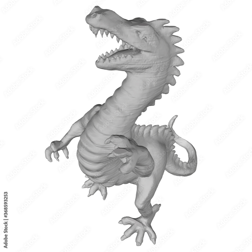 Fototapeta premium Polygonal angry dinosaur. Dinosaur Isolated On White Background. 3D. Vector illustration