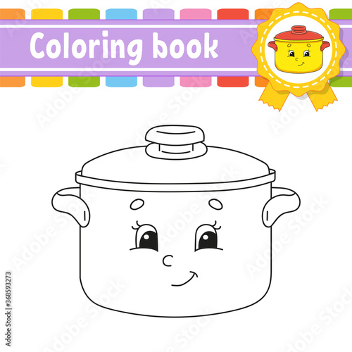 Coloring book for kids. Cheerful character. Vector illustration. Cute cartoon style. Black contour silhouette. Isolated on white background.