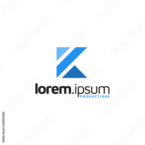 Modern Initial Letter K logo design with 3 stripes blue color © Foonaz