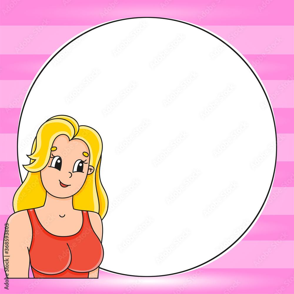 Cute cartoon character with place for text. Hand drawn. Vector illustration isolated on color background. Comic doodle style. Cute cartoon character with place for text. Hand drawn. Vector illustration isolated on color background. Comic doodle style.