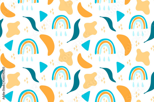 Vector seamless background pattern with different abstract shapes and textures. Artistic universal background. Design for poster, card, invitation, header, cover, placard, brochure, flyer and more