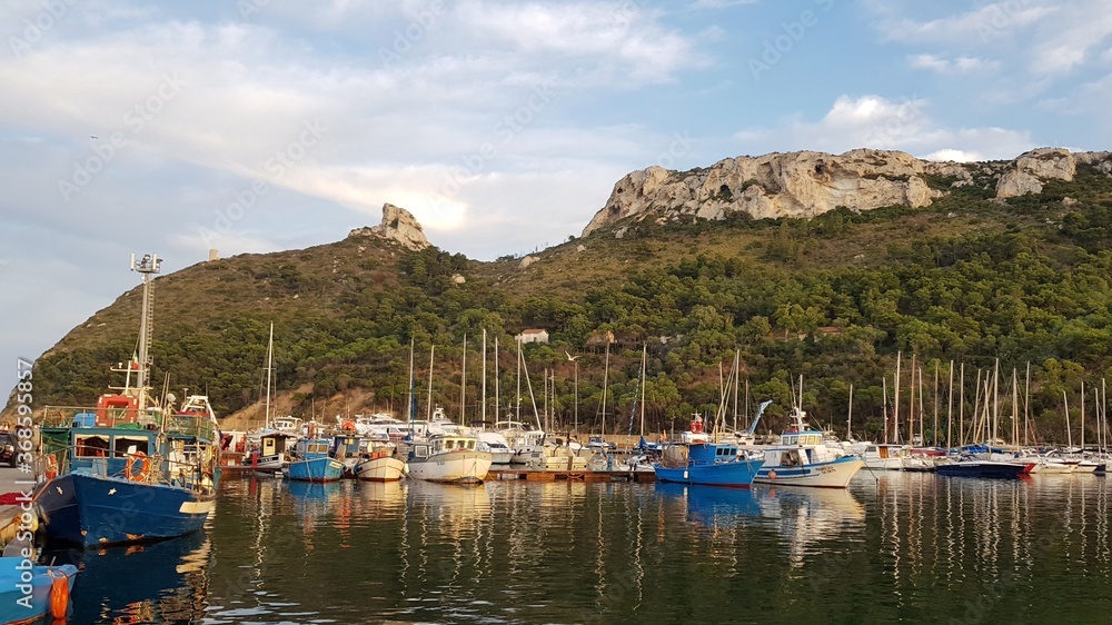 boats in the harbour of Cagliari, Sardinia, Italy