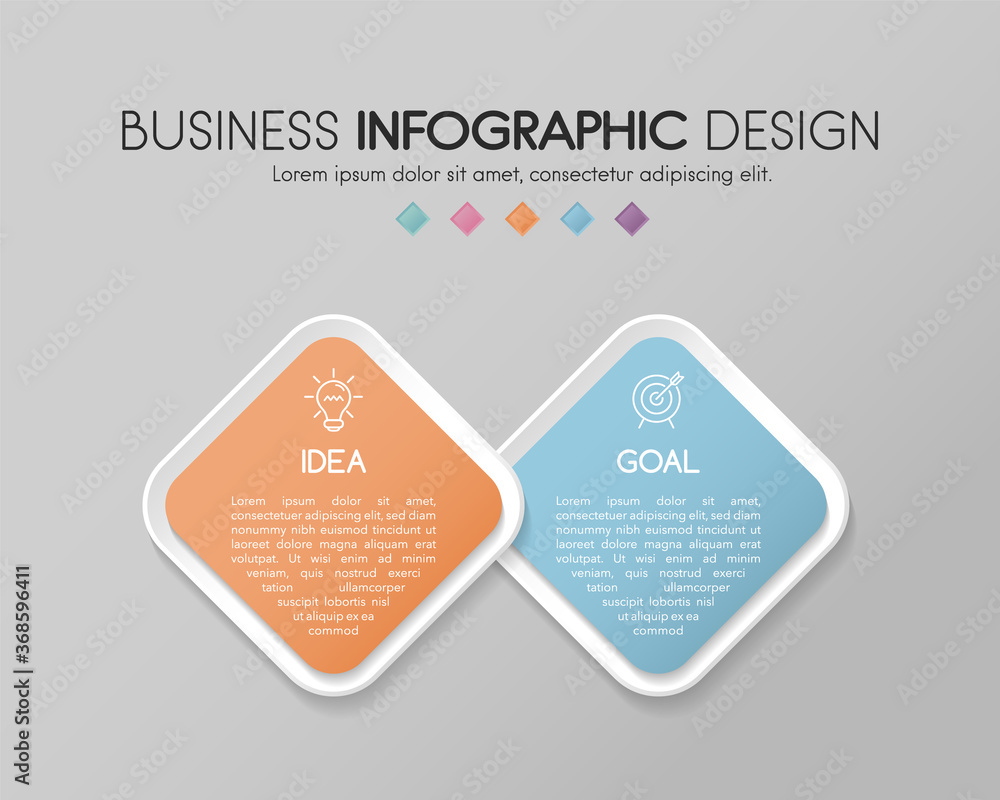 Diagram with business icons and 2 steps. Infographic design. Vector Diagram with business icons and 2 steps. Infographic design. Vector