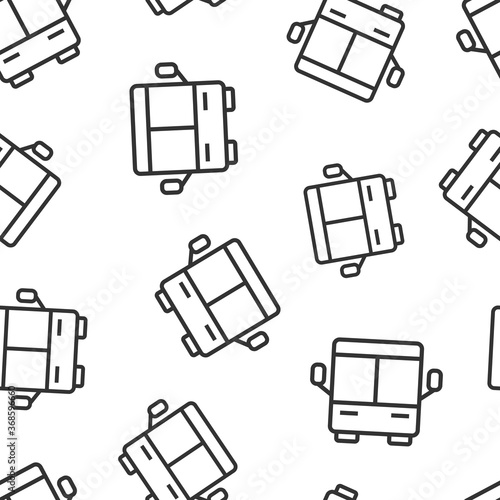 Bus icon in flat style. Coach vector illustration on white isolated background. Autobus vehicle seamless pattern business concept.