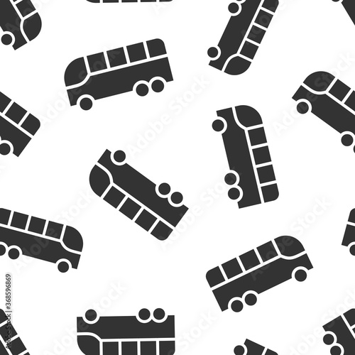 Bus icon in flat style. Coach vector illustration on white isolated background. Autobus vehicle seamless pattern business concept.