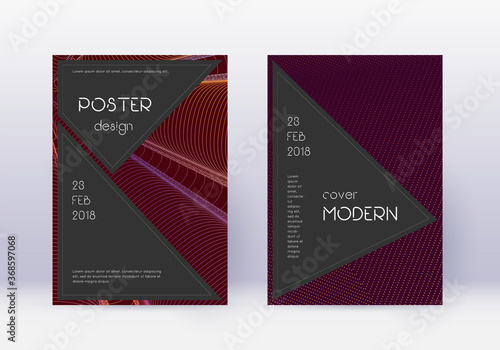 Black cover design template set. Orange abstract l