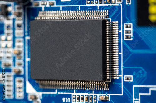 Macro photography of semiconductor chips photo